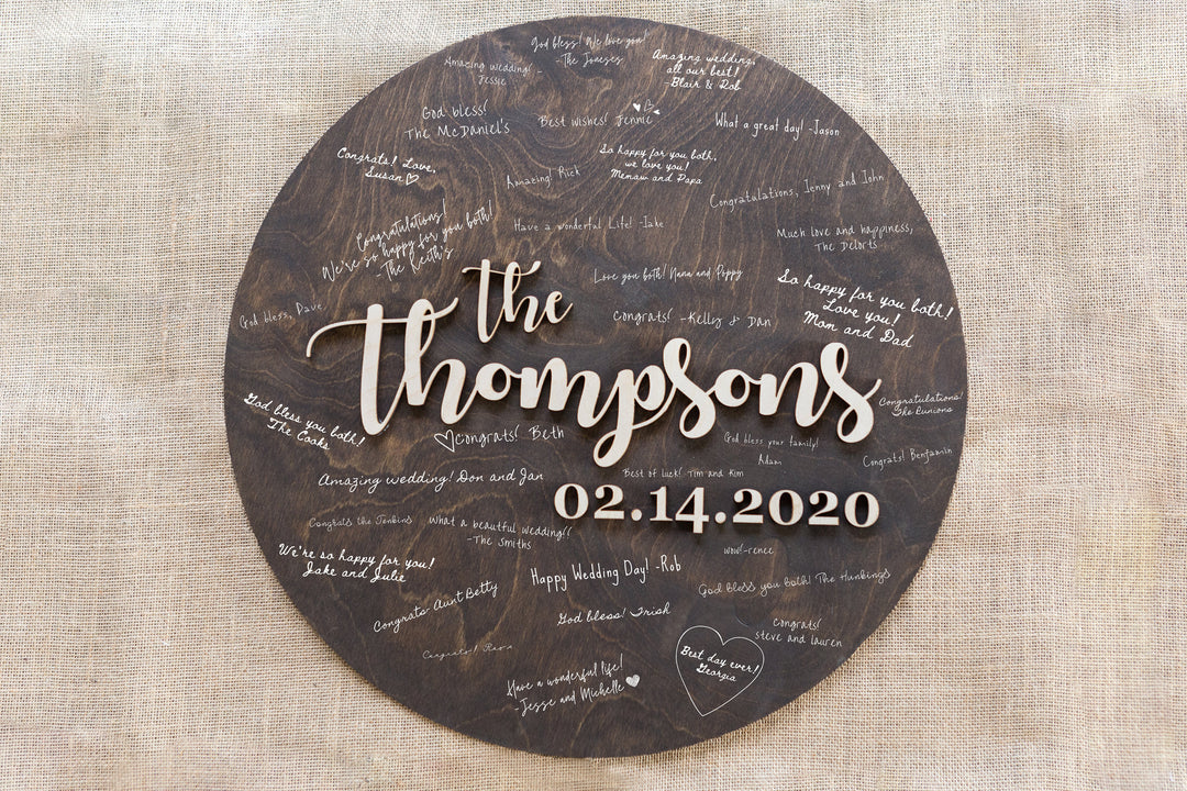 3D Wooden Alternative Guest Book. Guestbook Circle