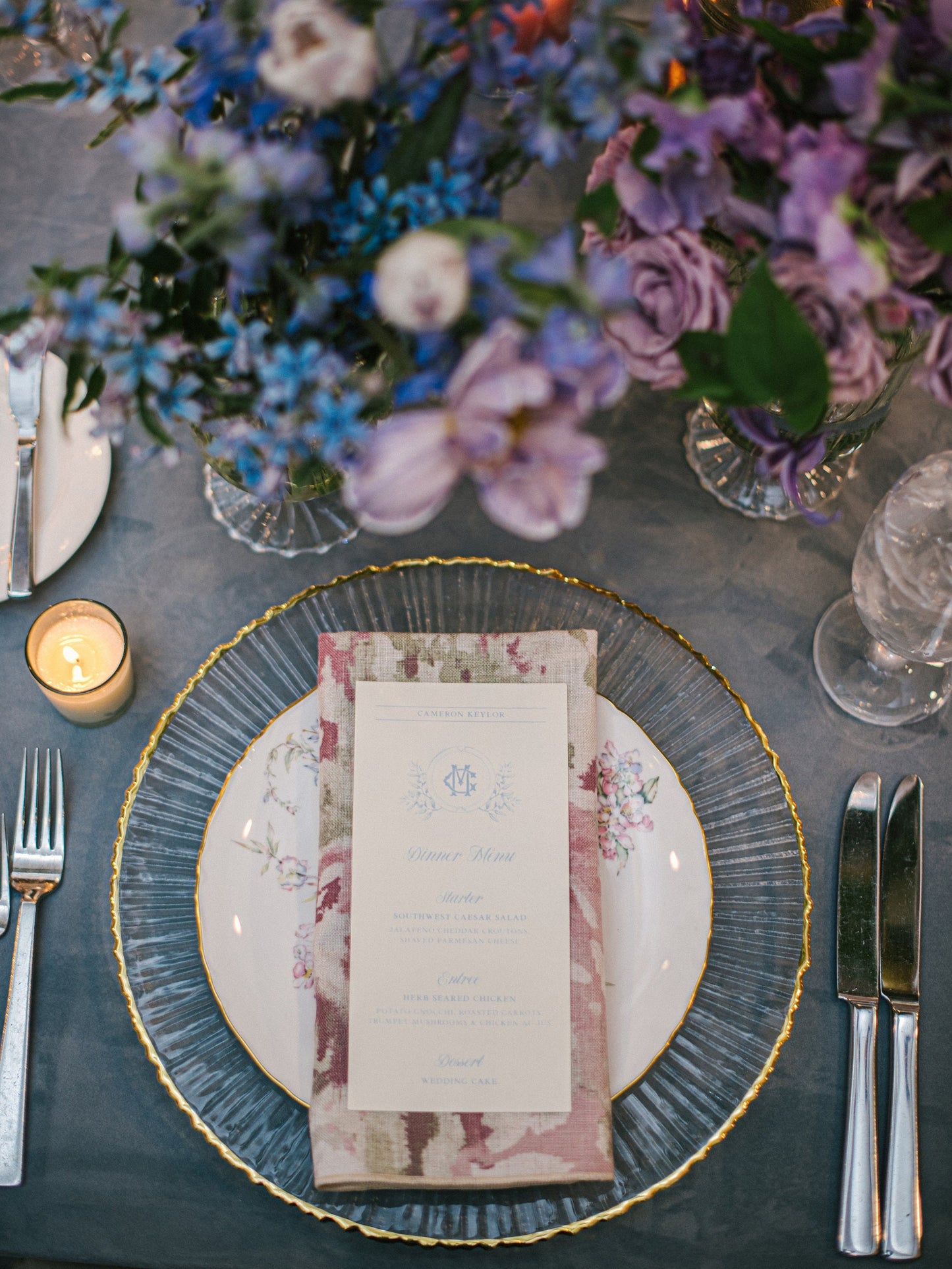 Blush Pink & White Floral Wedding Menu with Simple Modern Calligraphy Script — Available in Other Colors!