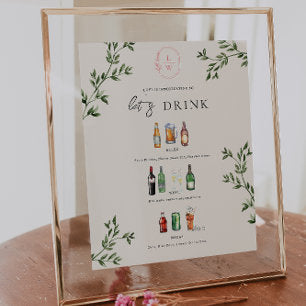 Illustrated Wedding Bar Menu Poster