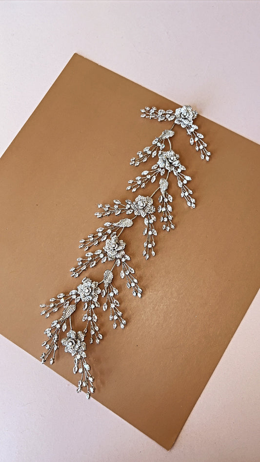 Audrey Swarovski Wedding Hair Vine, Bridal Headpiece