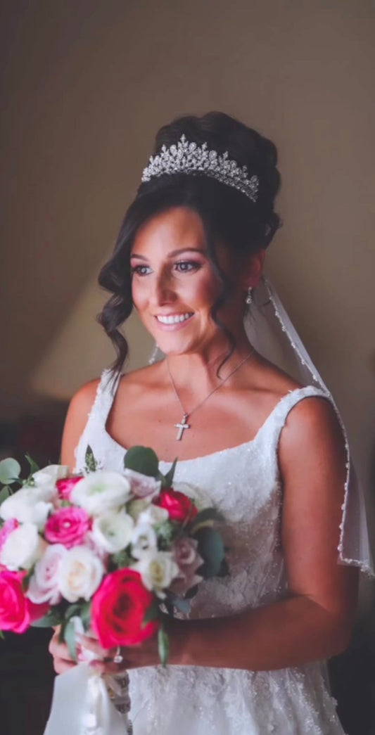 Ellee Real Bride Adorned With Gemna Swarovski Bridal Tiara
