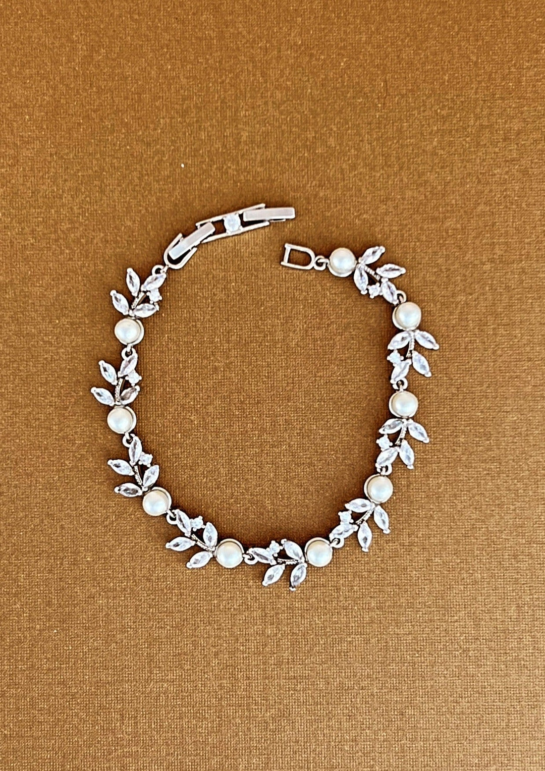 Angel Lux Simulated Diamond And Pearls Bracelet *Final Sale*