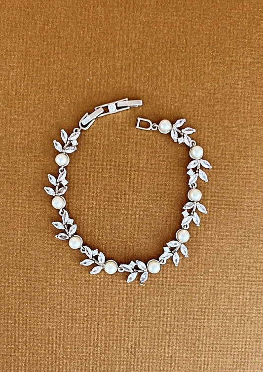 Angel Lux Simulated Diamond And Pearls Bracelet *Final Sale*