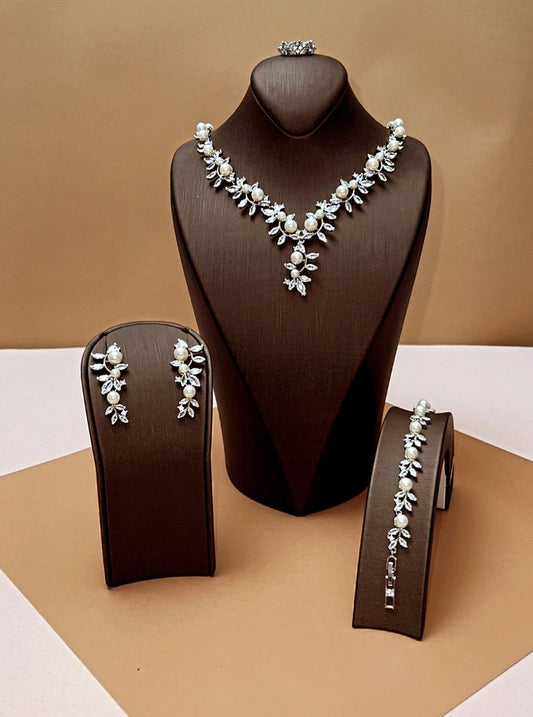 Angel Luxe Jewelry Set With Necklace, Bracelet, Drop Earrings And Ring *Final Sale*
