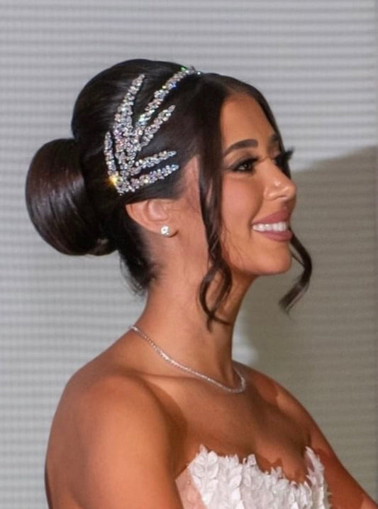 Natasha Bridal Headband Gold With Gold Swarovski Crystals