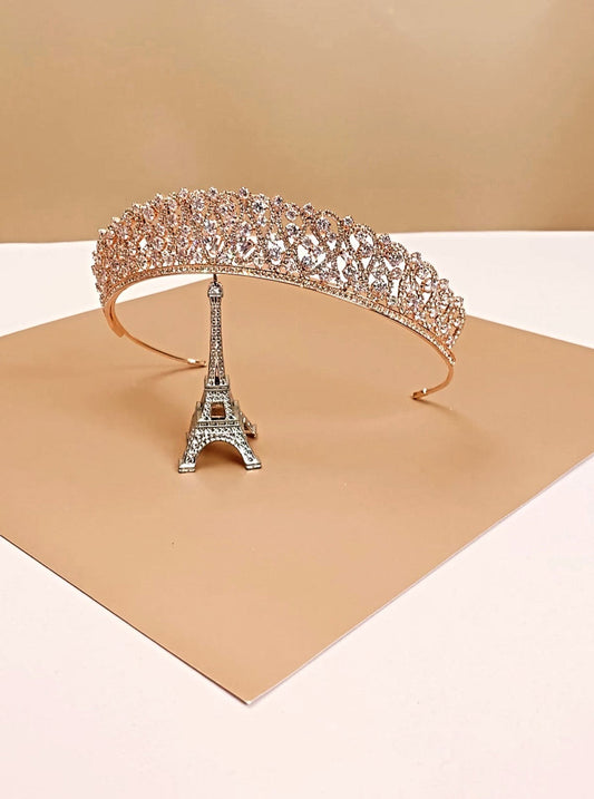 Giulia Rose Gold Swarovski Bridal Tiara, Wedding Rose Gold Tiara