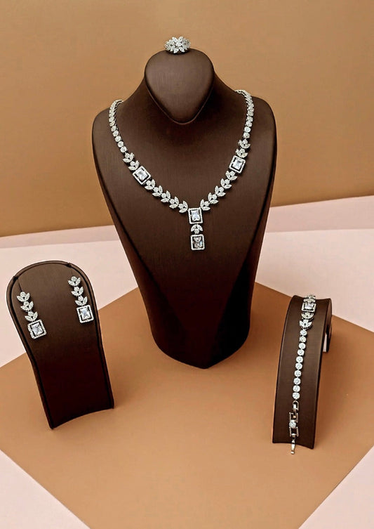Caroline Jewelry Set With Necklace, Bracelet, Earrings And Ring *Final Sale*