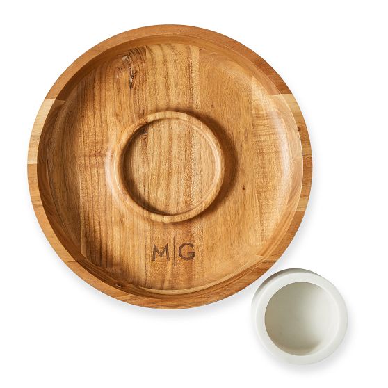 Wood And Marble Chip And Dip Set