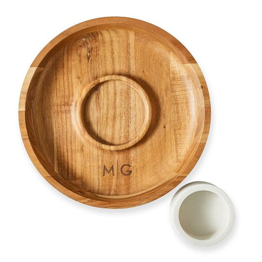 Wood And Marble Chip And Dip Set