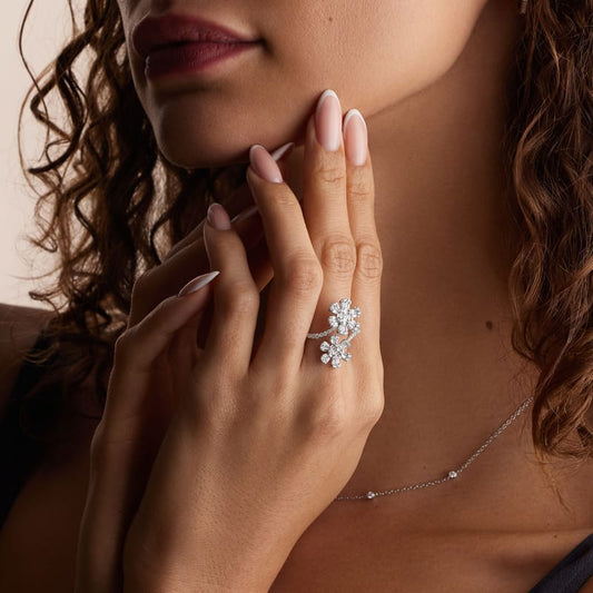 Diamond Flower Wrap Ring