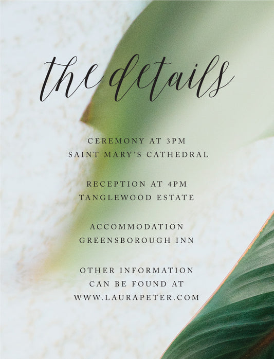 Tropical Leaves Information Card by Inggrid H.