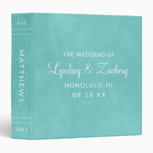 Island Breeze Aqua Watercolor Wedding Photo Album 3 Ring Binder