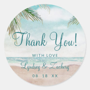 Island Breeze Painted Beach Wedding Thank You Classic Round Sticker