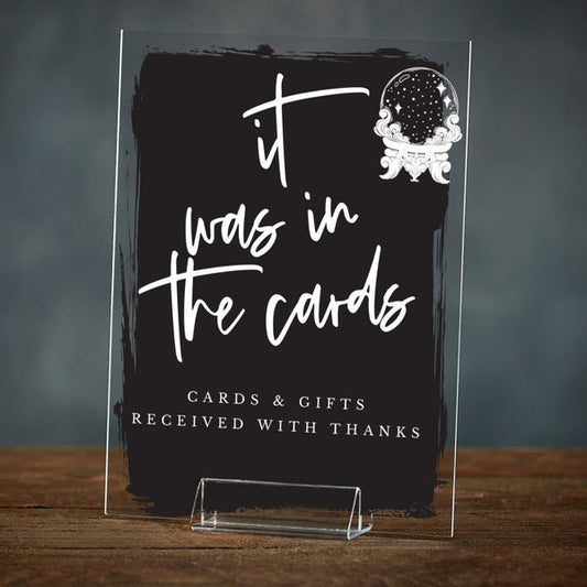It was in The Cards Halloween Acrylic Wedding Cards Sign