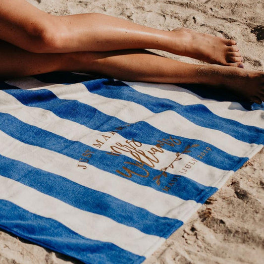 Just Married Beach Towel Personalized Honeymoon Towel for Bride