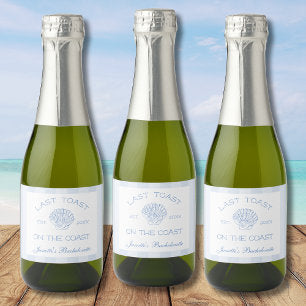 Last Toast On The Coast Bachelorette Party Favor Sparkling Wine Label