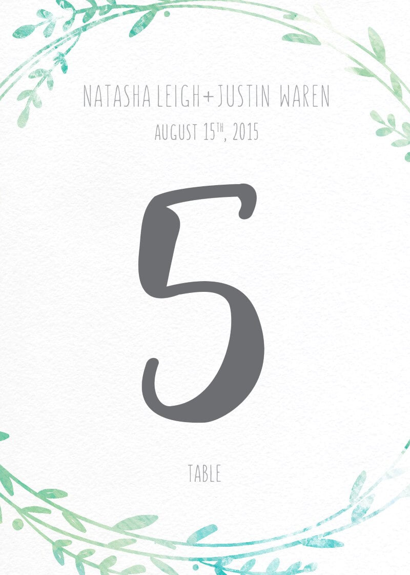 Leaf WreathTable Number by Brynie L.