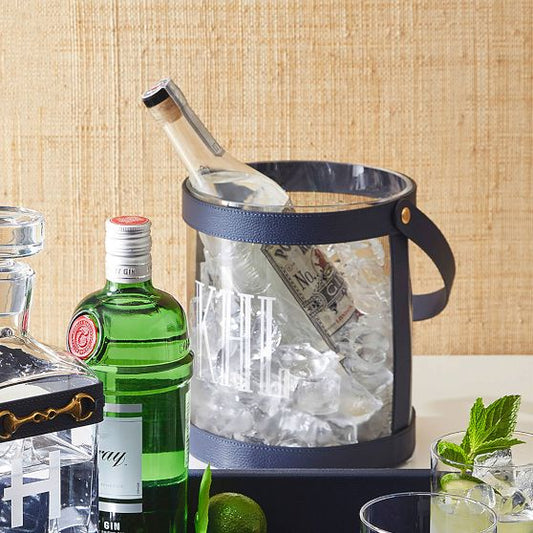 Leather And Glass Ice Bucket