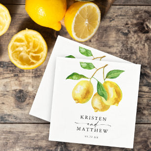 Lemon Citrus Watercolor Wedding Napkins