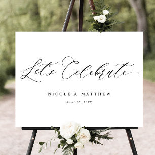 Let's Celebrate Elegant Wedding Welcome Sign