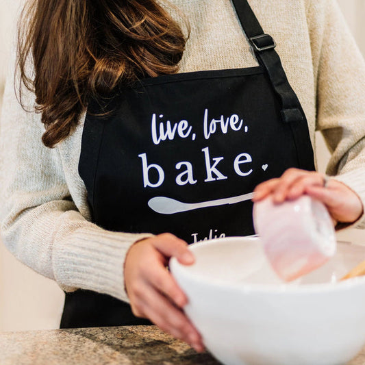 Live Love Bake Personalized Kitchen Apron for Women
