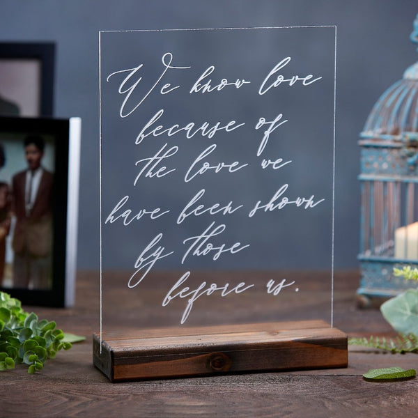 Love Before Us Family Photo Acrylic Wedding Sign