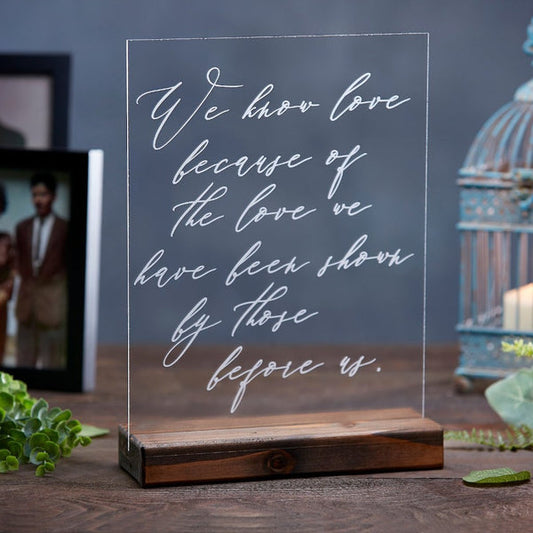 Love Before Us Family Photo Acrylic Wedding Sign