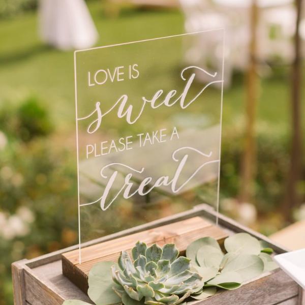 "Love is Sweet, Take a Treat" Acrylic Wedding Sign