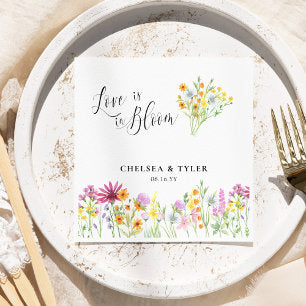 Love is in Bloom Wildflower Meadow Floral Wedding Napkins