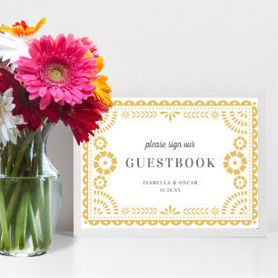 Lovely Neutral Papel Picado Wedding Guestbook Sign