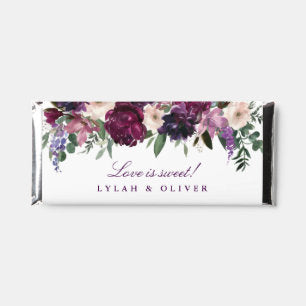 Lush Purple Flowers Wedding Chocolate Hershey Bar Favors