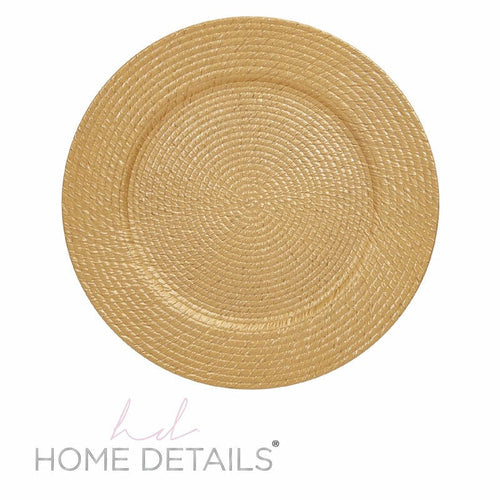 13" Gold Weaving Round Plastic Charger Plate | 1 Charger