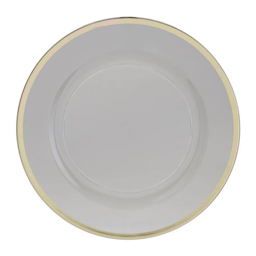 13" Clear and Gold Plastic Charger Plate | 1 Charger