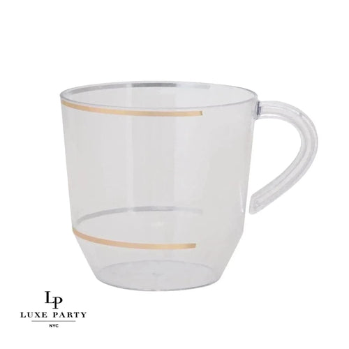 12.5 Oz Clear Gold Plastic Coffee Cup | 8 Cups