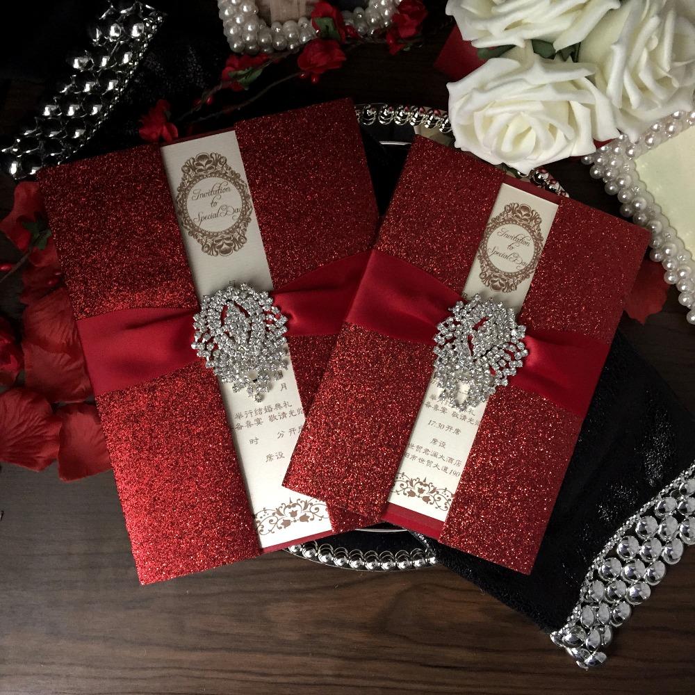 Luxury Red Wedding Invitation Cards