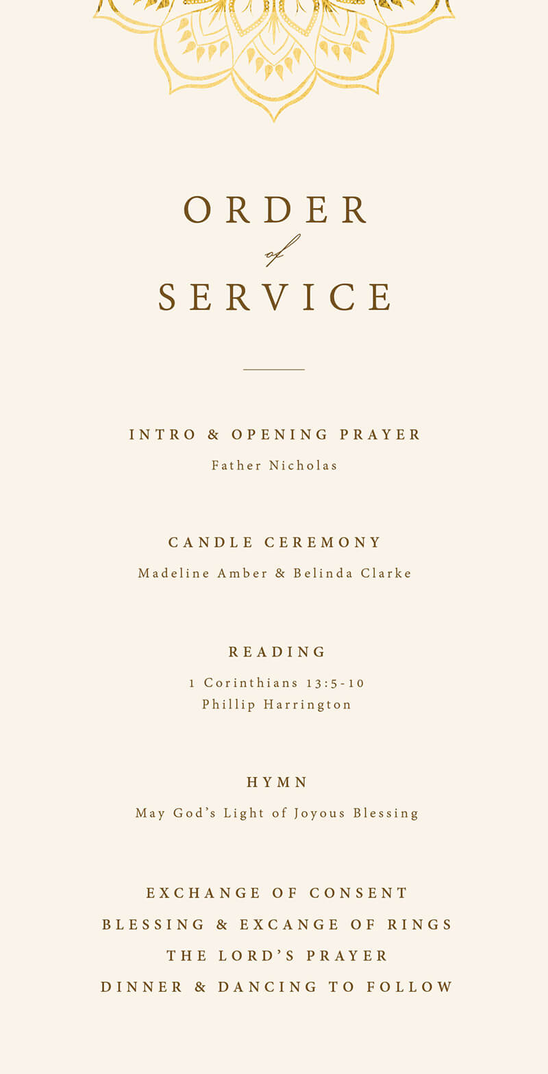 Mandala Wedding Program by Joy