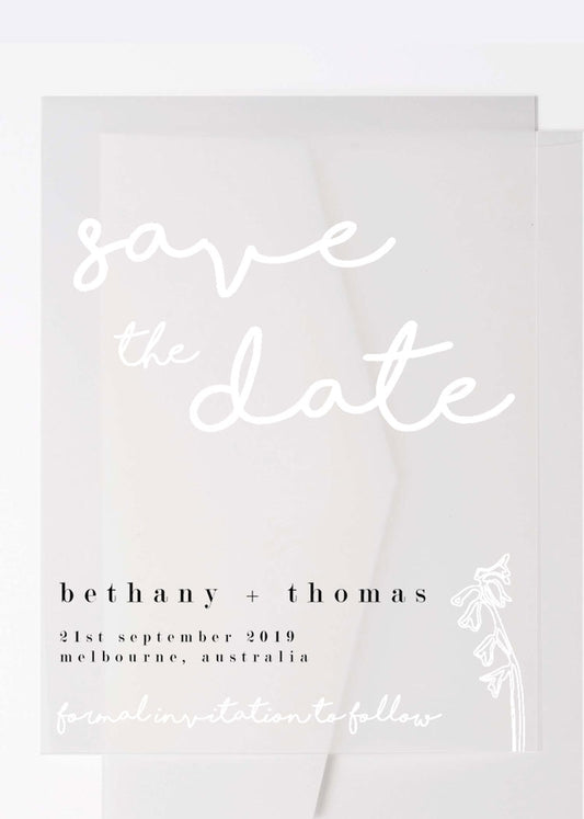 Blanc Bloom Save The Date Cards by Joanna H.