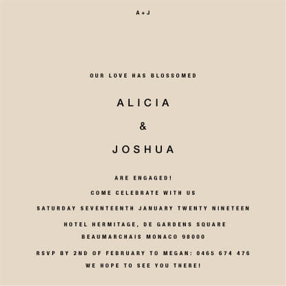 Medinilla Engagement Invitations by Shab M.