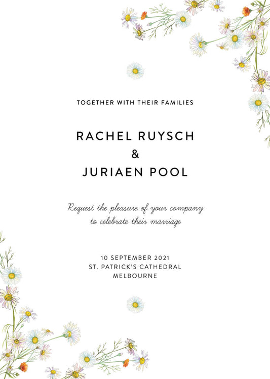 Dancing Daisy Wedding Invitations by Inggrid H.