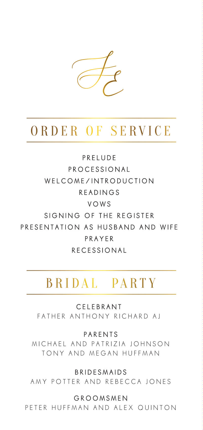 Milieu Wedding Program by Jamie L.