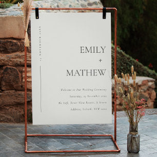 Minima Black And White Typography Wedding Welcome Foam Board