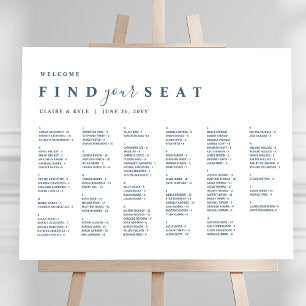 Minimal Alphabetical Blue Wedding Seating Chart