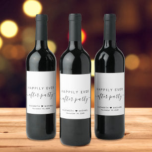 Minimal Happily Ever After Party Wedding Reception Wine Label