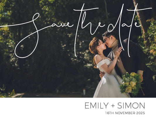 Minimalist Black And White Postcard Save The Date Cards by Jesse I.