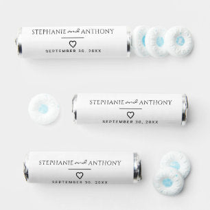 Minimalist Black And White Heart Modern Wedding Breath Savers® Mints