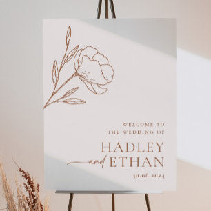 Minimalist Boho Wedding Welcome Sign Poster Flower