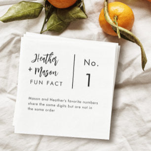 Minimalist Brush Couple Fun Facts Wedding Napkins