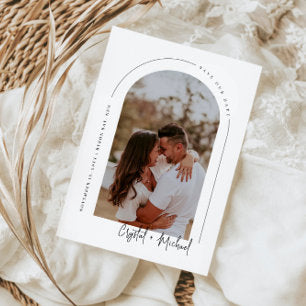 Minimalist modern arch photo wedding invitation