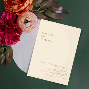Minimalist Ochre Retro Typewriter Font Wedding Invitation