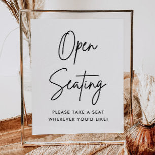 Minimalist Open Seating Sign, Find Your Seat Poster